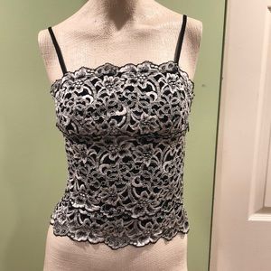Black and white lace tank
